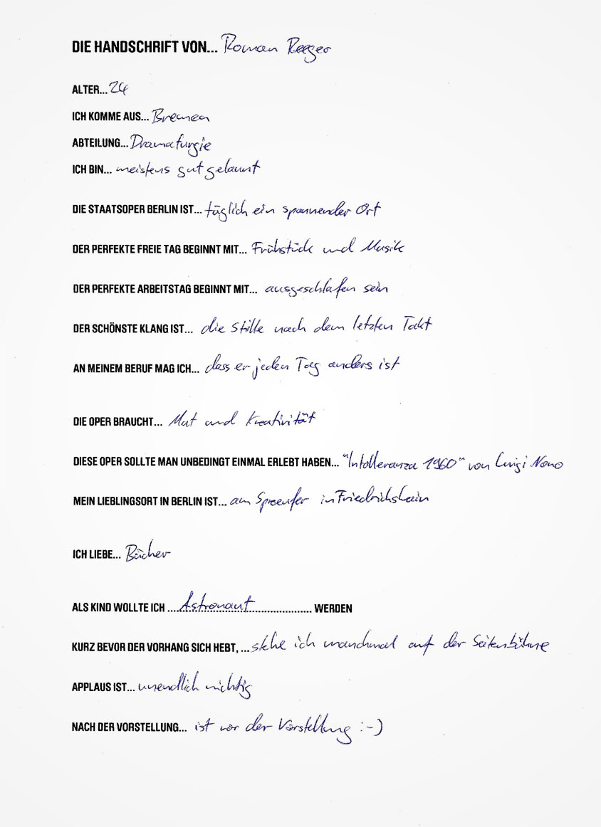 Handschrift von Roman Reeger