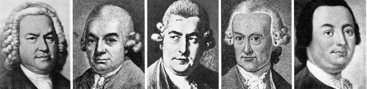 Johann Sebastian Bach und seine Söhne Carl Philipp Emanuel, Johann Christian, Wilhelm Friedemann, Johann Christoph d. J.