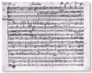 Autograph des Streichquartettsatzes c-Moll von Franz Schubert