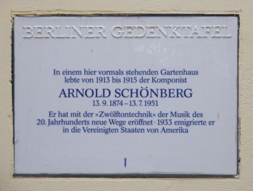 Berliner Gedenktafel für Arnold Schönberg Sembritzkistraße 33/33a, Berlin Steglitz, einem der Wohnorte Schönbergs in Berlin